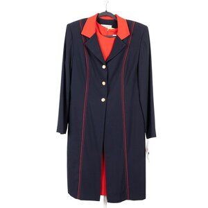 Julian Taylor Dress Blazer Set 12 14 Womens 80s Career Casual NEW Navy Blue Red